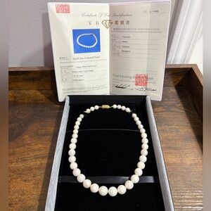 SSP Japan South Sea Pearls Choker Strand Necklace Cultured White 44cm CERT
